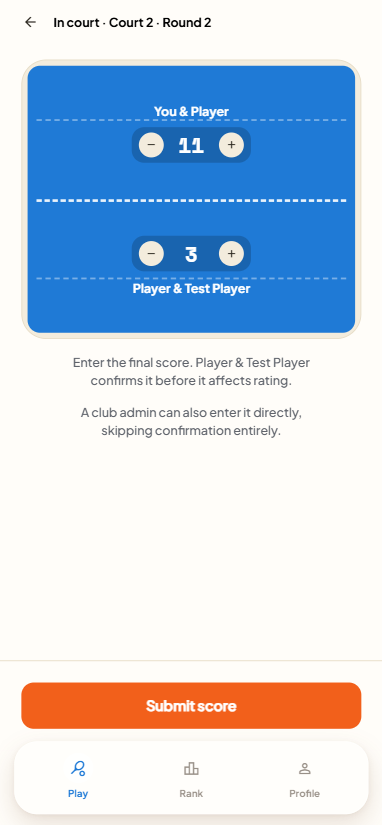 Live score entry